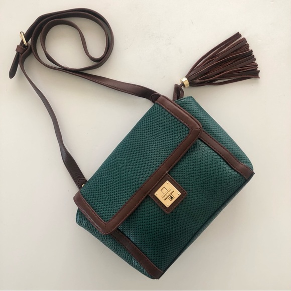 Isaac Mizrahi Teal Textured Genuine Leather Crossbody, NWOT - Picture 2 of 14